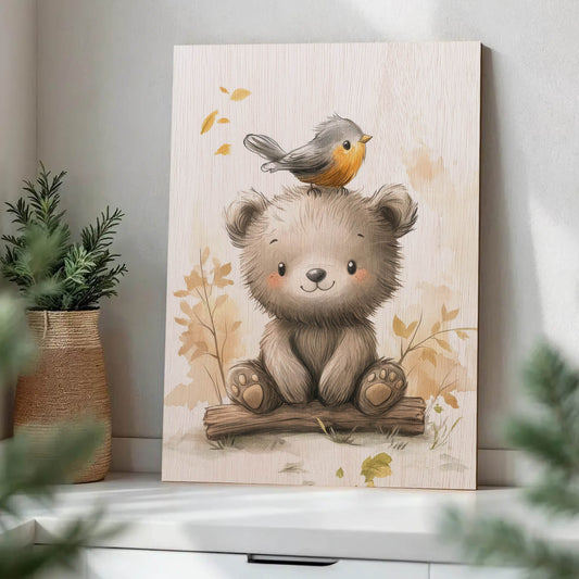 Cute Bear and Bird