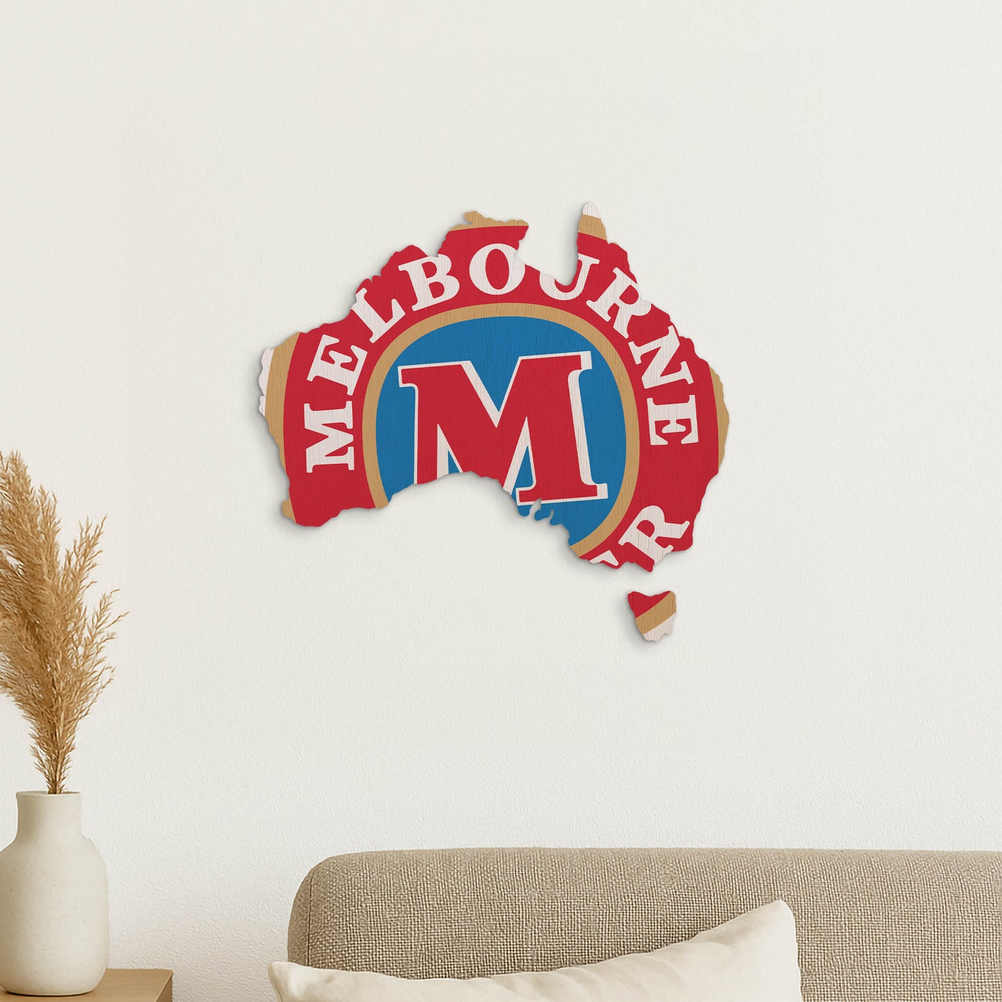 Beer Logo Australian Wood Map