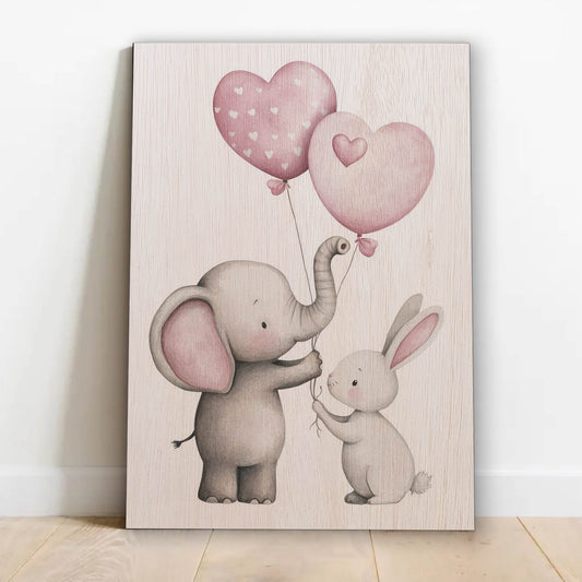 Elephant and Bunny with Balloons
