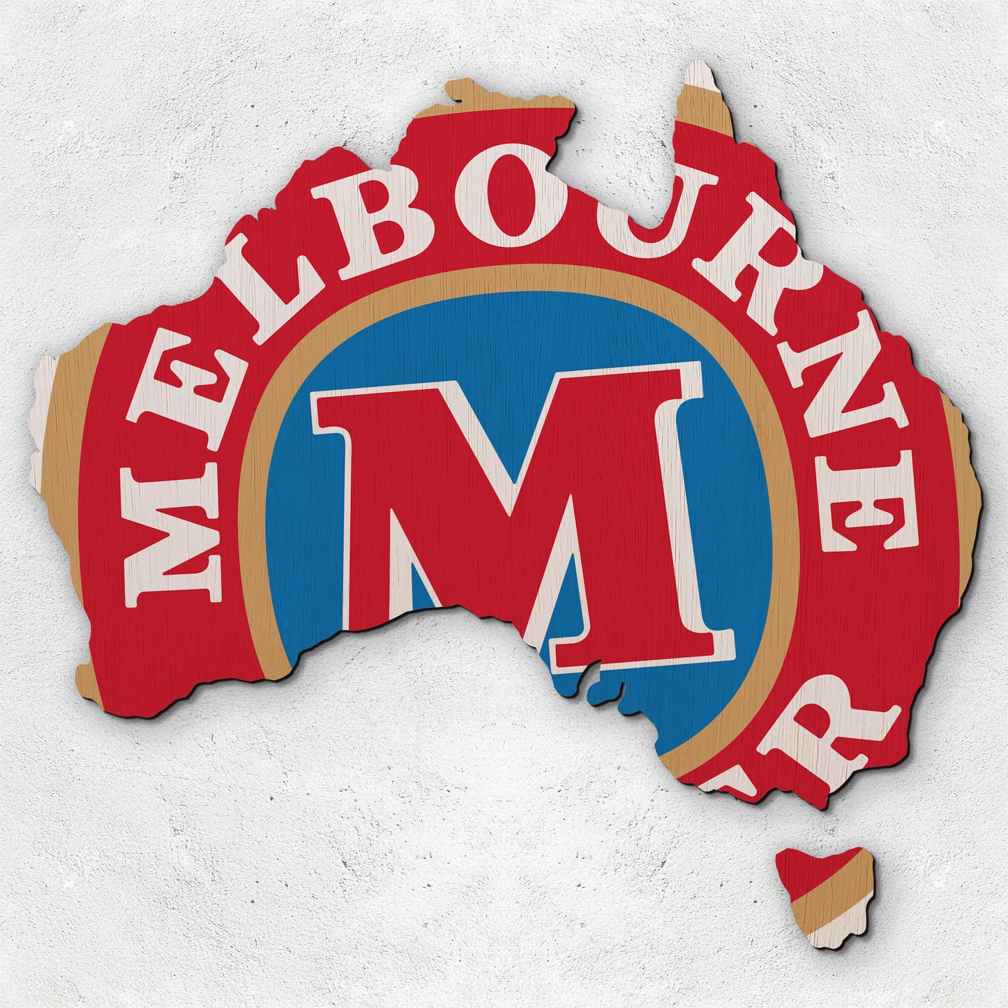 Beer Logo Australian Wood Map